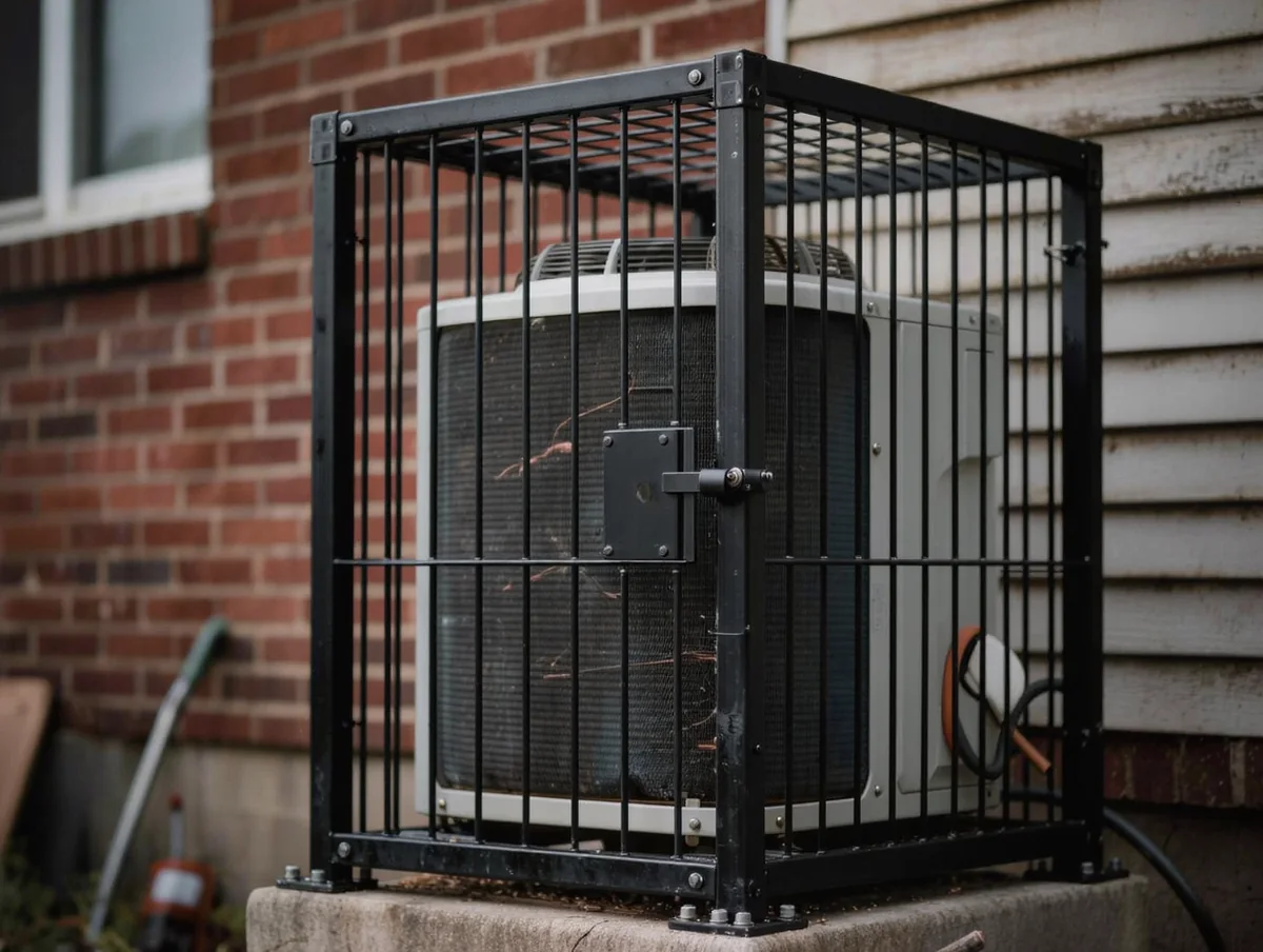 Welded steel A/C condenser security cage