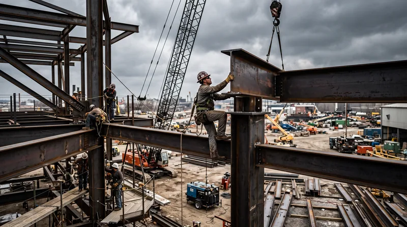 Structural steel beams being welded